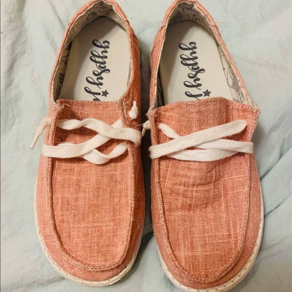 Pink linen gypsy jazz shoes 7
